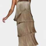 Saidey Vestido con Flecos y Espalda Descubierta