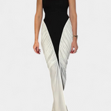 Ariana Vestido Midi Bicolor con Plisado