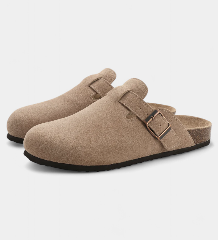 Aubree Zuecos Unisex de Gamuza con Hebilla Ajustable
