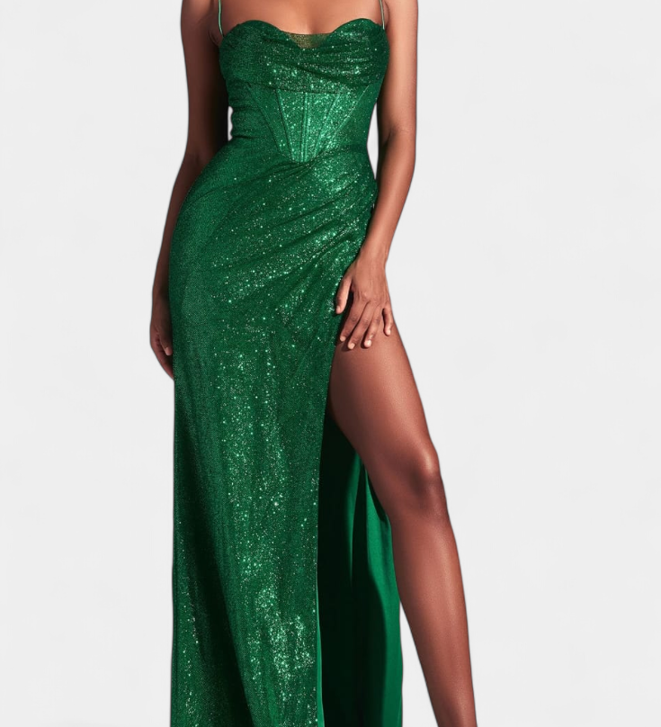 Armoni Vestido Sirena con Corpiño y Tirantes de Espagueti