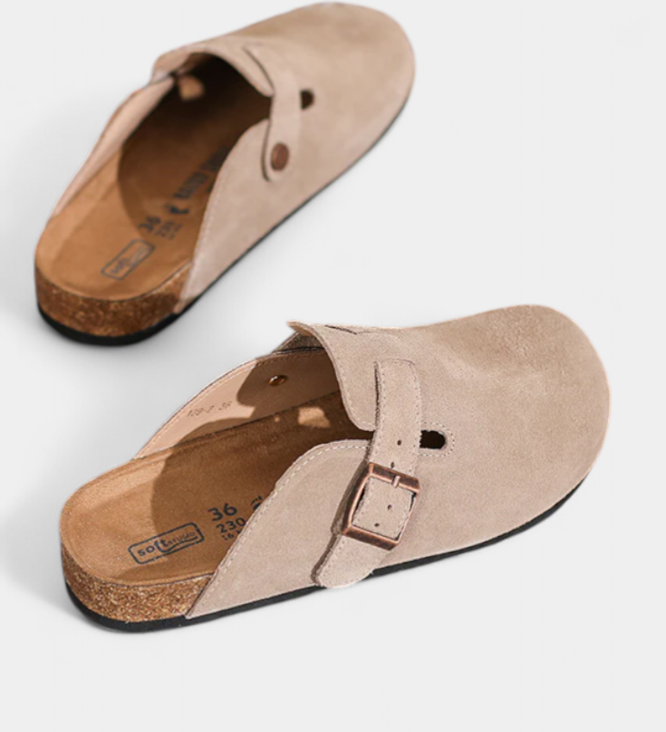 Aubree Zuecos Unisex de Gamuza con Hebilla Ajustable
