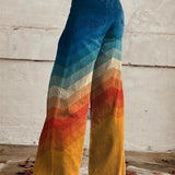 Tereza - Pantalones retro elegantes con patrón en zigzag