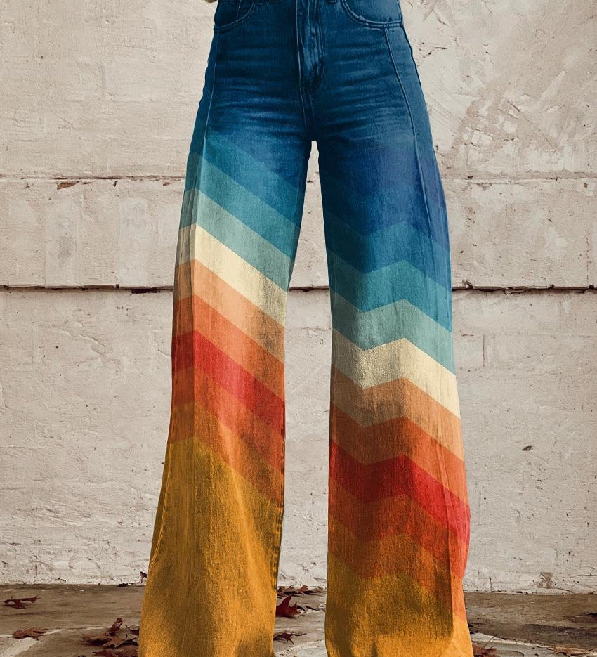 Léa™ | Pantalones retro zigzag elegantes
