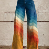 Tereza - Pantalones retro elegantes con patrón en zigzag