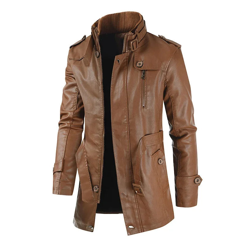 Daniel™ | Chaqueta de cuero larga y elegante para motorista