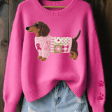 Naomi – suéter de lana con un motivo de dachshund en fieltro