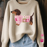 Naomi – suéter de lana con un motivo de dachshund en fieltro